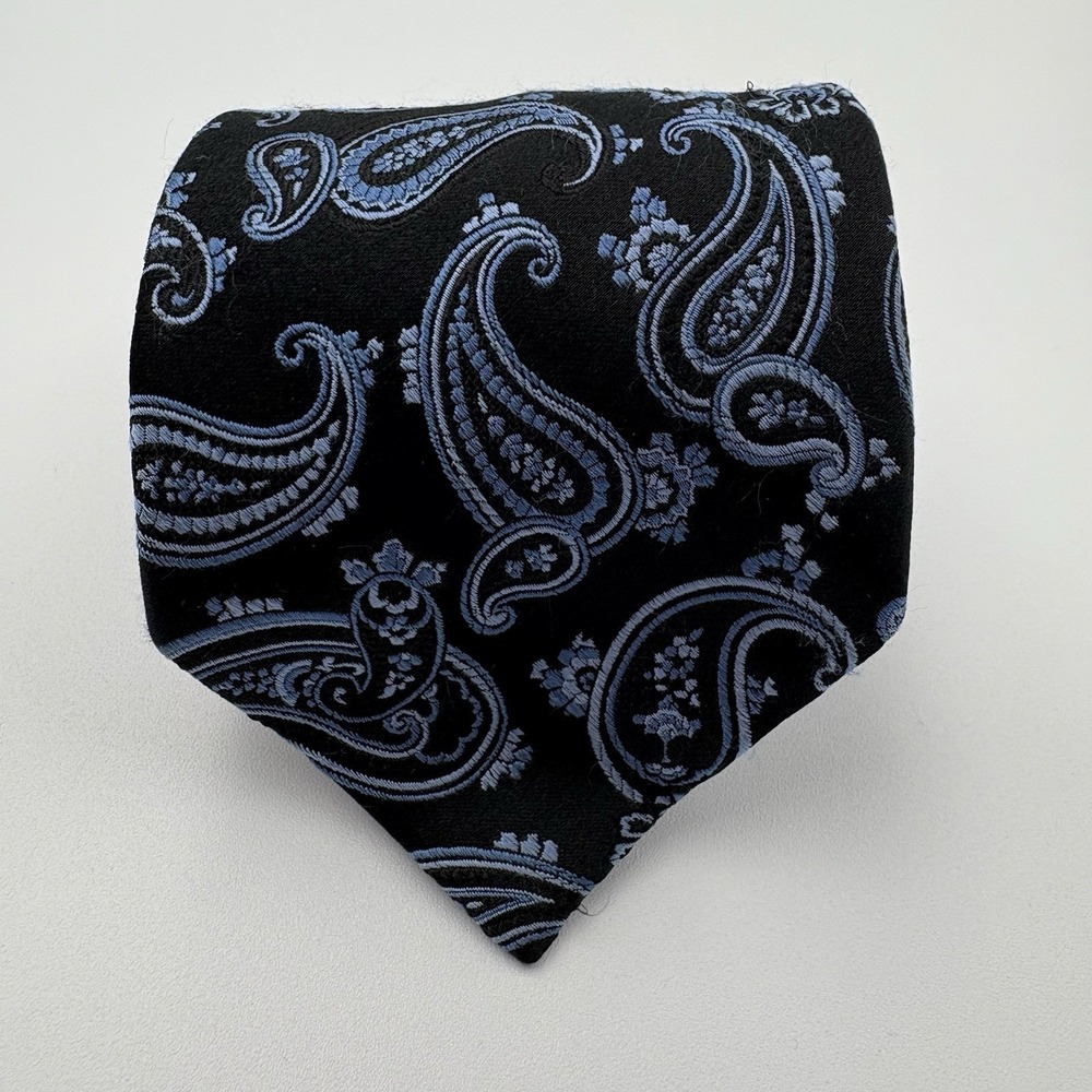 Joseph Abboud Tie Mens Black Blue Paisley Silk Classic Necktie Designer 3.25"